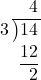  \intlongdivision{14}{3} 